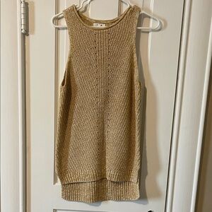 Gold/ cream Knit Sleeveless Top